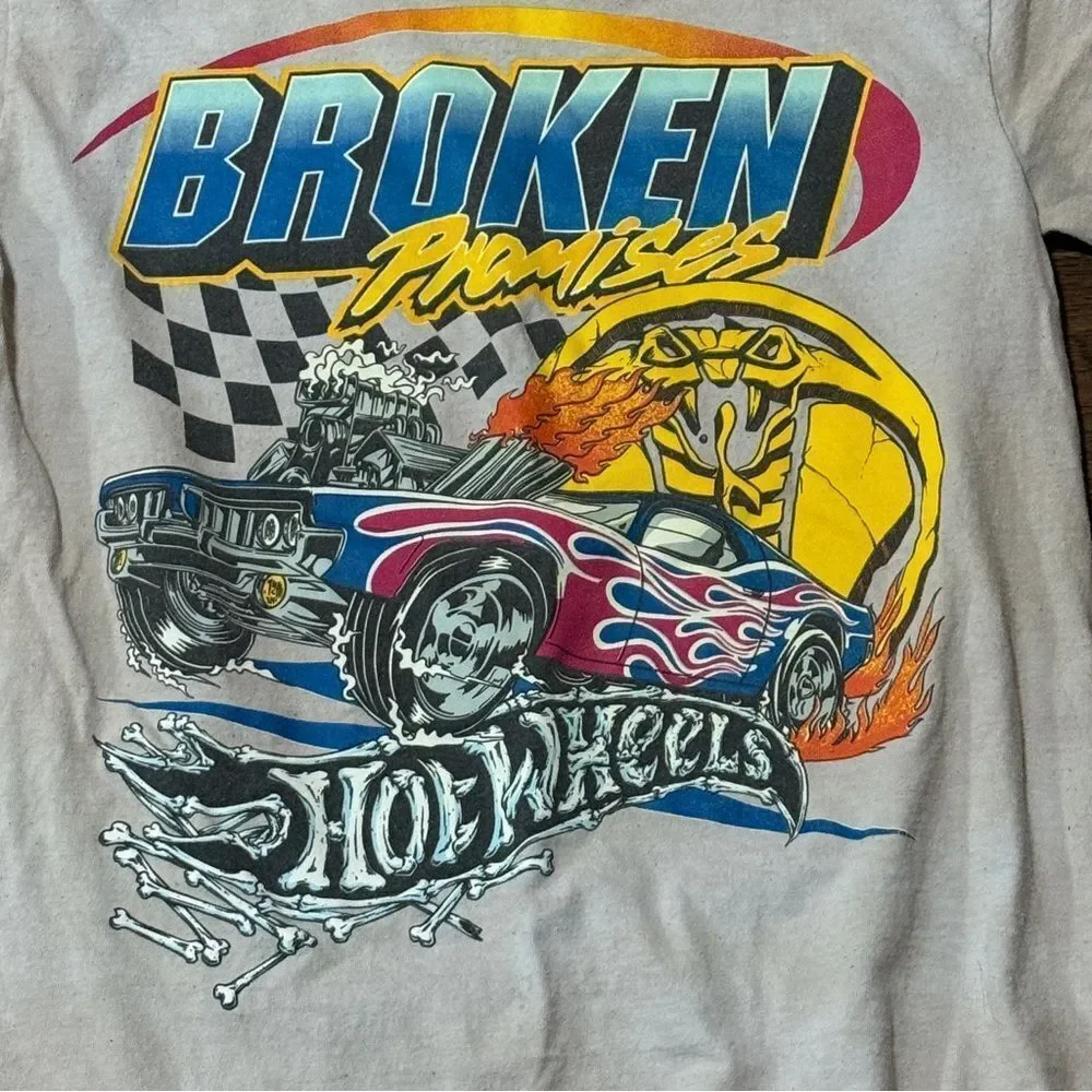 Broken Promises x Hot Wheels Heart Race Peach Tie Dye T-Shirt Size Medium